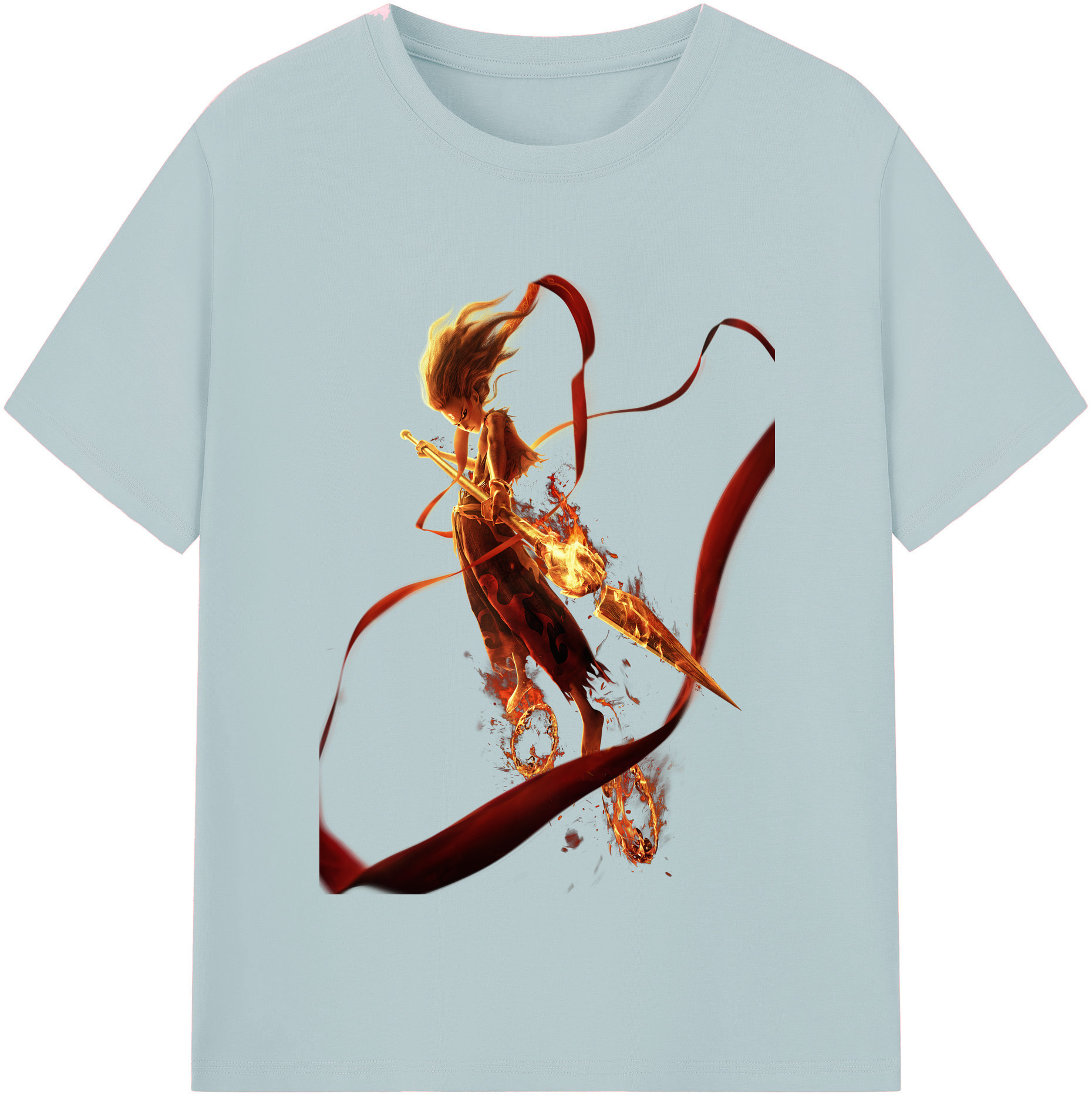 （画像用） Ne Zha 2 ナタ 魔童の大暴れ 綿100％半袖Tシャツ（フロントプリント）